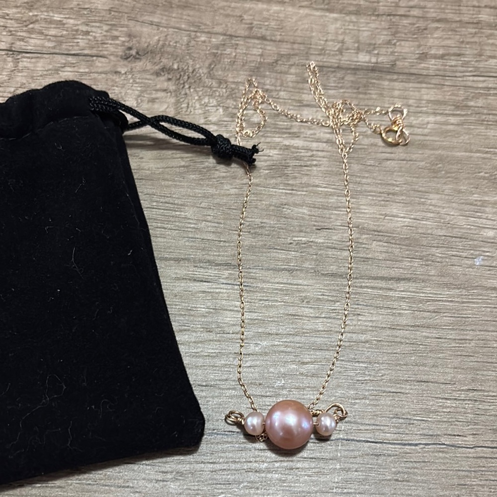 Hawaiian gold plaTed necklace Elegant Pink Pearl Necklace